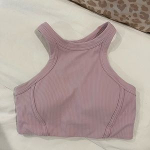 Lululemon ribbed nulu high neck yoga bra size 4 pink peony